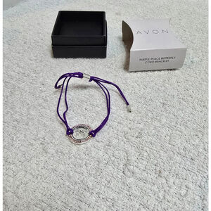 Women's Avon Purple Peace Butterfly Cord Bracelet One Size Purple Silver